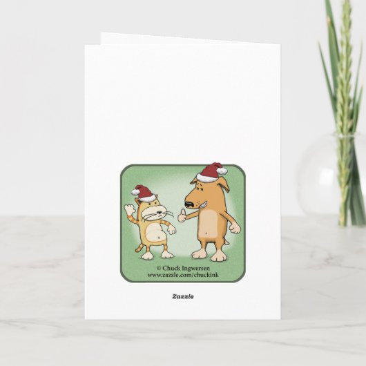 おもしろい犬エンジェルズシンクリスマス シーズンカード (裏面)