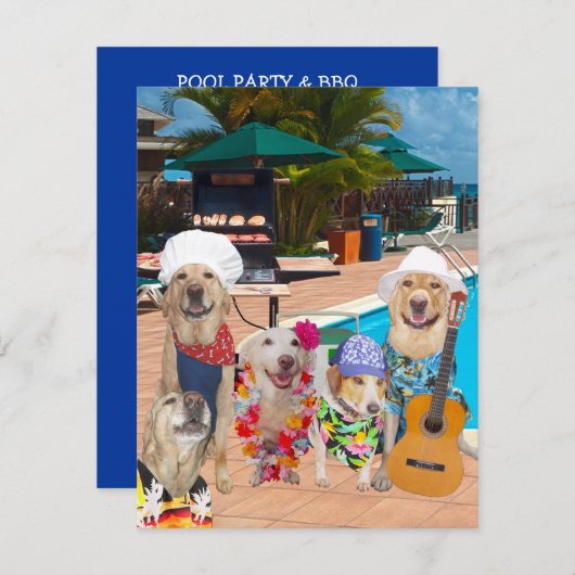 おもしろい犬カスタマイズ可能なプールパーティー/BBQ招待状 招待状 (正面/裏面)
