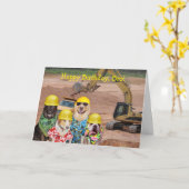 おもしろい犬カスタマイズ可能建築テーマカード カード (黄色い花)