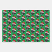 おもしろい犬カスタム顔フォトサンタハットクリスマス ラッピングペーパーシート (正面2)