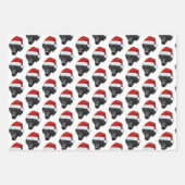 おもしろい犬カスタム顔フォトサンタハットクリスマス ラッピングペーパーシート (正面)