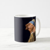 おもしろい犬ガールと真珠のイヤリングベルメア·パロディ コーヒーマグカップ (正面右)