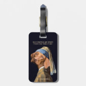 おもしろい犬ガールと真珠のイヤリングベルメア·パロディ ラゲッジタグ (裏面縦)