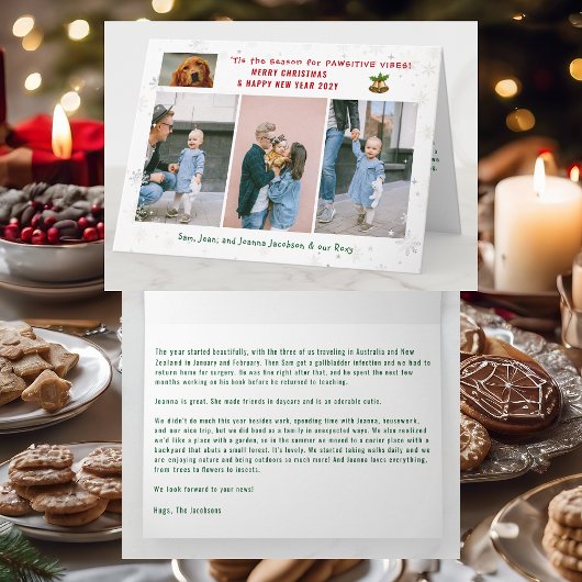 おもしろい犬キャットパウィスティック3枚ミニマルモダンリスト カード