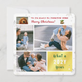 おもしろい犬キャットパウィスティック4枚フォトレタモダンー シーズンカード (正面)