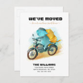 おもしろい犬キャットライディングオートバイニューホームムービング 案内ポストカード (正面/裏面)