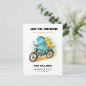 おもしろい犬キャットライディングオートバイニューホームムービング 案内ポストカード (スタンド正面)