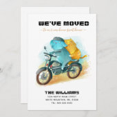 おもしろい犬キャットライディングオートバイニューホームムービング 案内状 (正面/裏面)