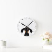 おもしろい犬キュートブラックアンドタンダシュント ラウンド壁時計 (ホーム)