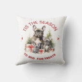 おもしろい犬クリスマスおごり乞い クッション (裏面)