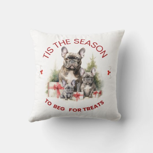 おもしろい犬クリスマスおごり乞い クッション (裏面)