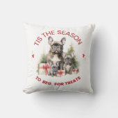 おもしろい犬クリスマスおごり乞い クッション (正面)
