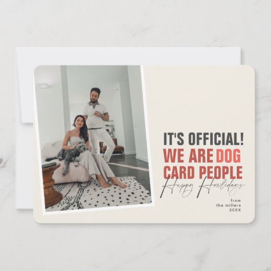 おもしろい犬クリスマスカードアイボリーハッピーホリデイ シーズンカード (正面)