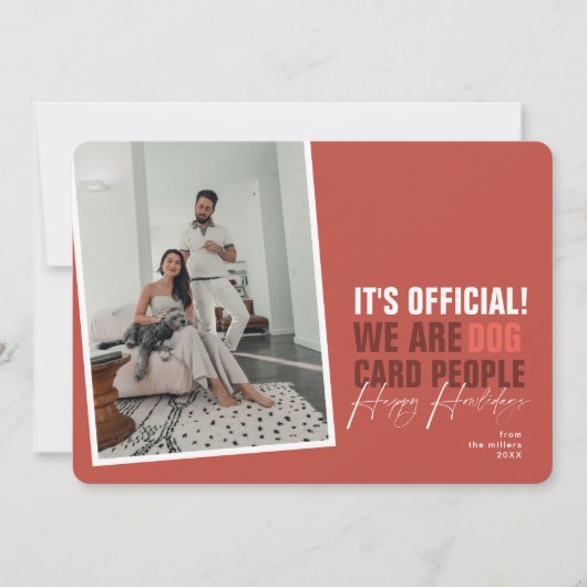 おもしろい犬クリスマスカードレッドハッピーホリデイ シーズンカード (正面)