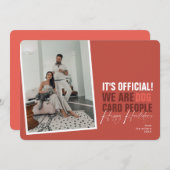 おもしろい犬クリスマスカードレッドハッピーホリデイ シーズンカード (正面/裏面)