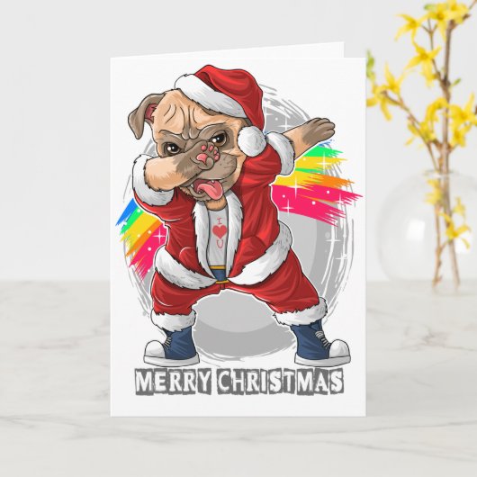 おもしろい犬クリスマスグリーティングカード  カード (黄色い花)