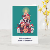 おもしろい犬クリスマスツリー – トレーナートリマーウォーカー カード (黄色い花)