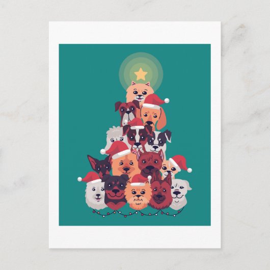 おもしろい犬クリスマスツリー – トレーナートリマーウォーカー ポストカード (正面)