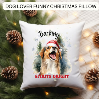 おもしろい犬クリスマスバーキングスピリッツ明るい クッション