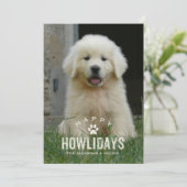 おもしろい犬クリスマスホリデーハウリデイズペットフォト シーズンカード (スタンド正面)