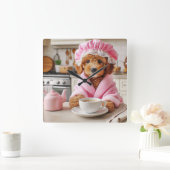 おもしろい犬クロックコーヒーラバーズウォールクロック スクエア壁時計 (ホーム)