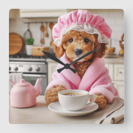 おもしろい犬クロックコーヒーラバーズウォールクロック スクエア壁時計