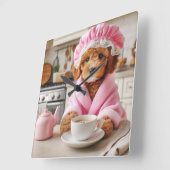 おもしろい犬クロックコーヒーラバーズウォールクロック スクエア壁時計 (傾斜)