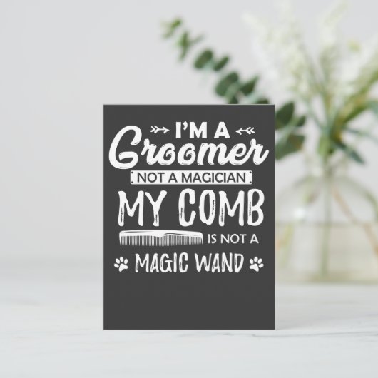 おもしろい犬グルーミング引用文ユーモアのあるパピートリマー ポストカード (スタンド正面)