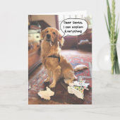 おもしろい犬サンタIはクリスマスのすべてを説明できる カード (正面)