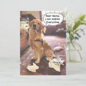 おもしろい犬サンタIはクリスマスのすべてを説明できる シーズンカード (スタンド正面)