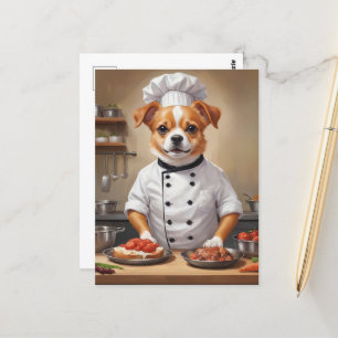 おもしろい犬シェフ料理食べ物かわいいペット ポストカード