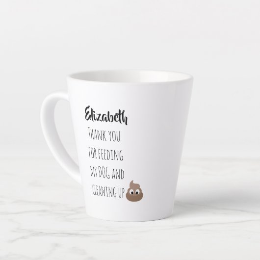 おもしろい犬シッターありがとうペットシッターウンチ カフェラテマグ (左アングル)