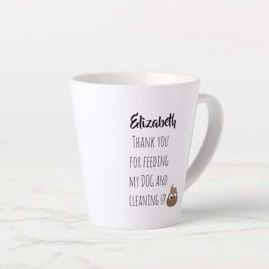 おもしろい犬シッターありがとうペットシッターウンチ カフェラテマグ (右アングル)