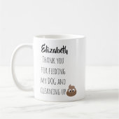 おもしろい犬シッターありがとうペットシッターウンチ コーヒーマグカップ (左)