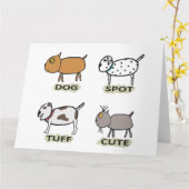 おもしろい犬スケッチ カード (黄色い花)