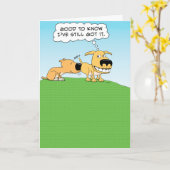 おもしろい犬スニッフィングお尻誕生日カード カード (黄色い花)