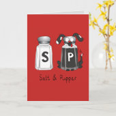 おもしろい犬ソルトアンドペッパー カード (黄色い花)