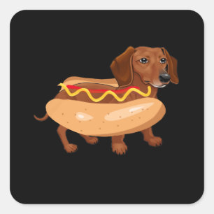 おもしろい犬ダクシュントホットドッグファストフード スクエアシール