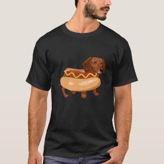 おもしろい犬ダシュンドホットドッグファストフード Tシャツ