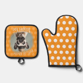 おもしろい犬チーズ検査官 鍋つかみ&鍋敷きセット (正面)