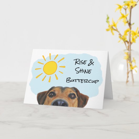 おもしろい犬テーマ名の追加ハッピーバースデー カード (黄色い花)