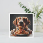 おもしろい犬ディナー招待、犬の誕生日 招待状 (スタンド正面)