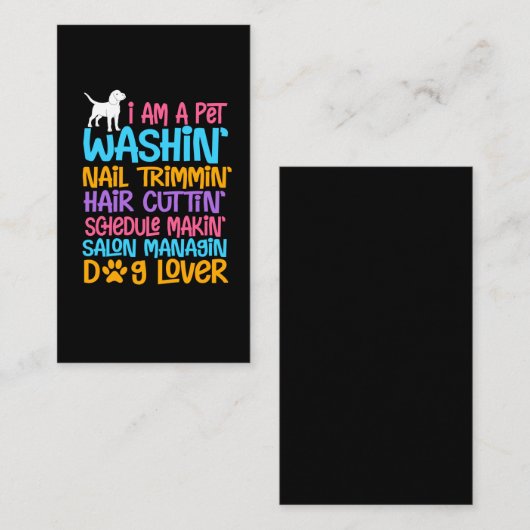 おもしろい犬トリマー引用文Pet Witty Puppyグルーミング 名刺 (正面/裏面)