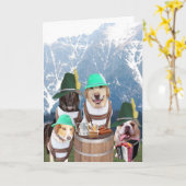 おもしろい犬ドイツ誕生日カード カード (黄色い花)