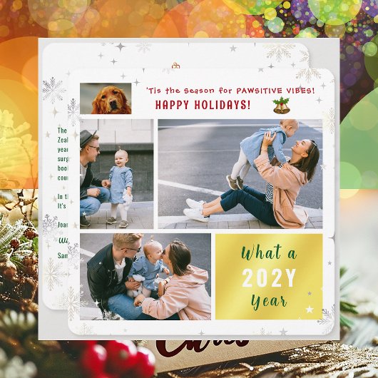 おもしろい犬ネコ4写真ハッピーホリデーズパウィスティティブ シーズンカード