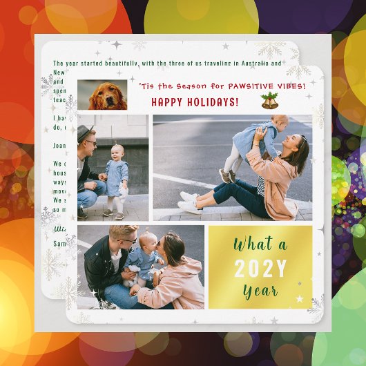 おもしろい犬ネコ4写真ハッピーホリデーズパウィスティティブ シーズンカード