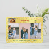 おもしろい犬ネコ4写真ミニマリストゴールデンエレガントド シーズンカード (スタンド正面)