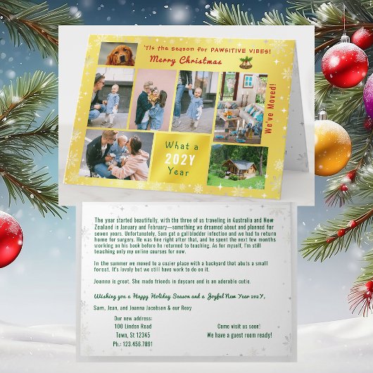 おもしろい犬ネコ7写真コラージュ引っ越しましたゴールデン シーズンカード