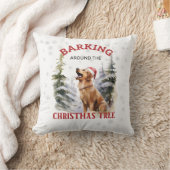 おもしろい犬バーキングのまわりにクリスマスツリー クッション (ブランケット)