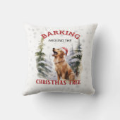おもしろい犬バーキングのまわりにクリスマスツリー クッション (裏面)